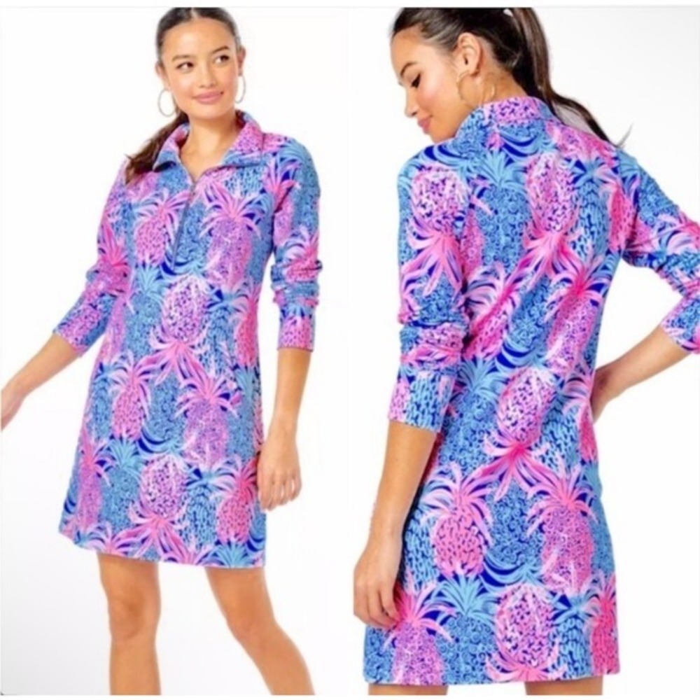 Lilly Pulitzer Skipper Dress XXS Borealis Blue Tropic Down‎ Low Style 007889